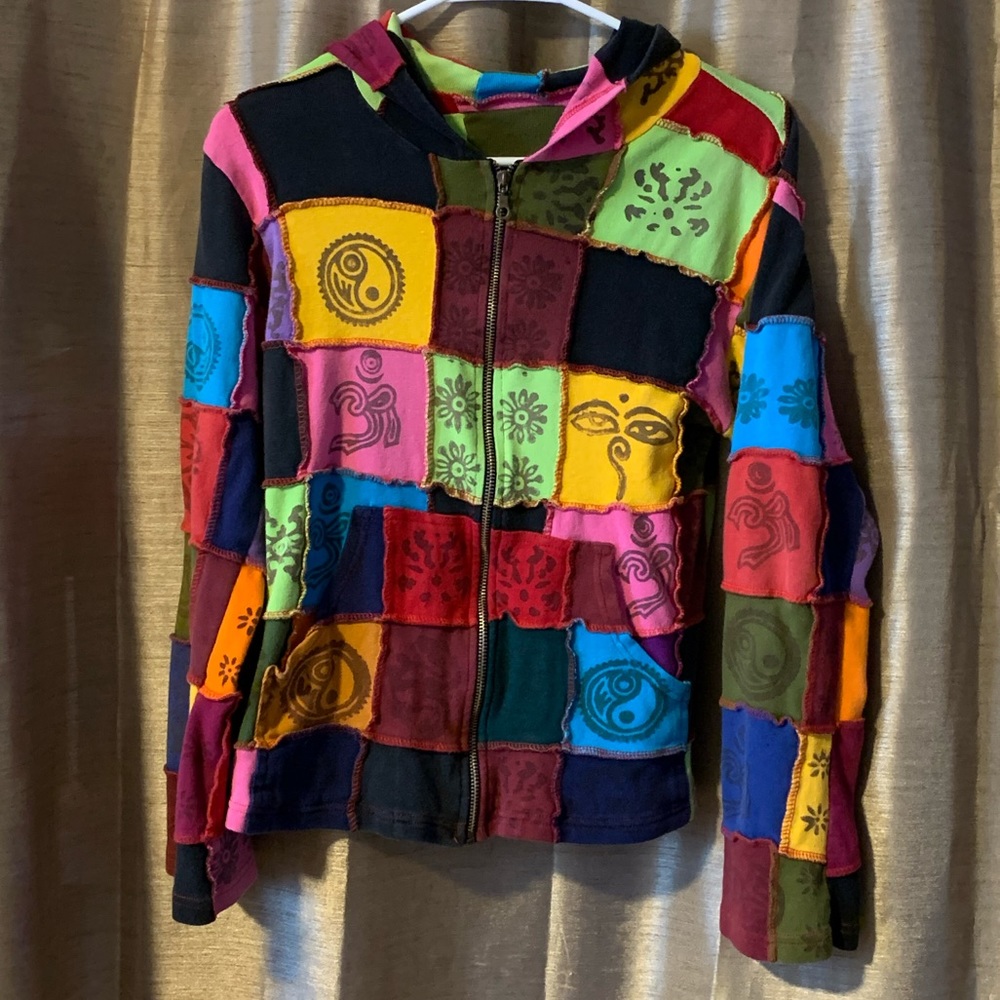 Patch Work Hippy ZipUp Hoodie Small